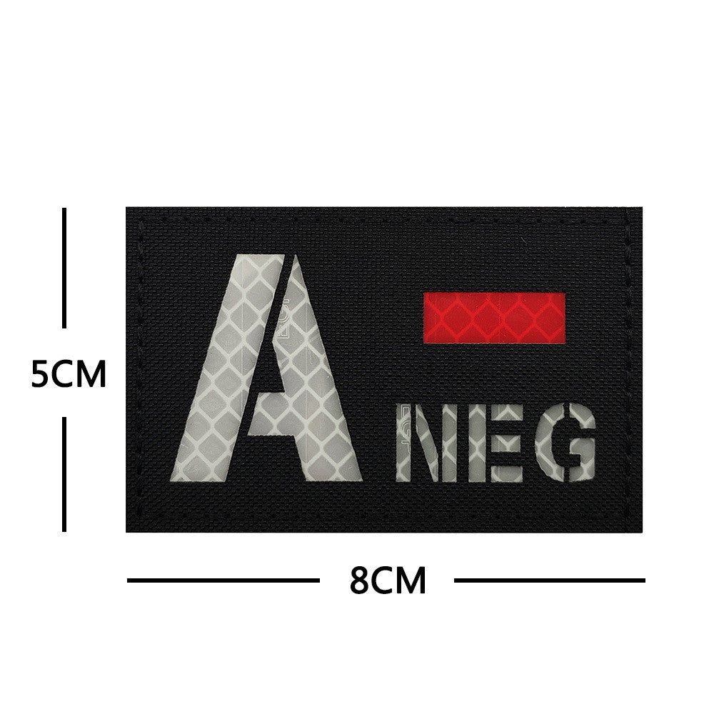 Patch velcro groupe sanguin A- infrarouge 8x5 cm