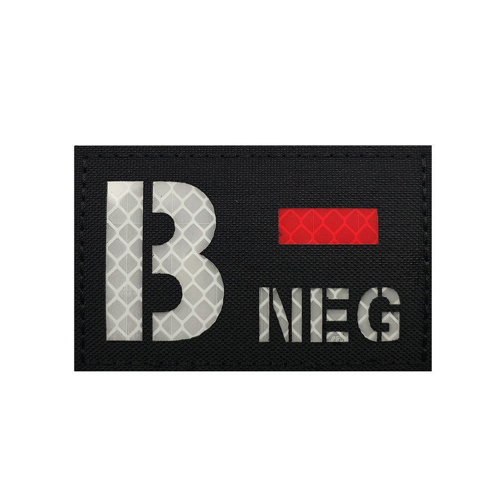 Patch velcro groupe sanguin B- infrarouge 8x5 cm