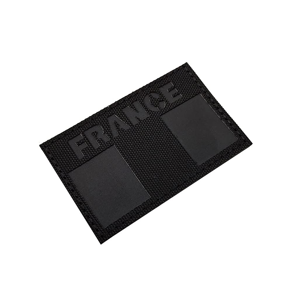 Patch velcro drapeau France noir basse visibilité infrarouge 8x5 cm
