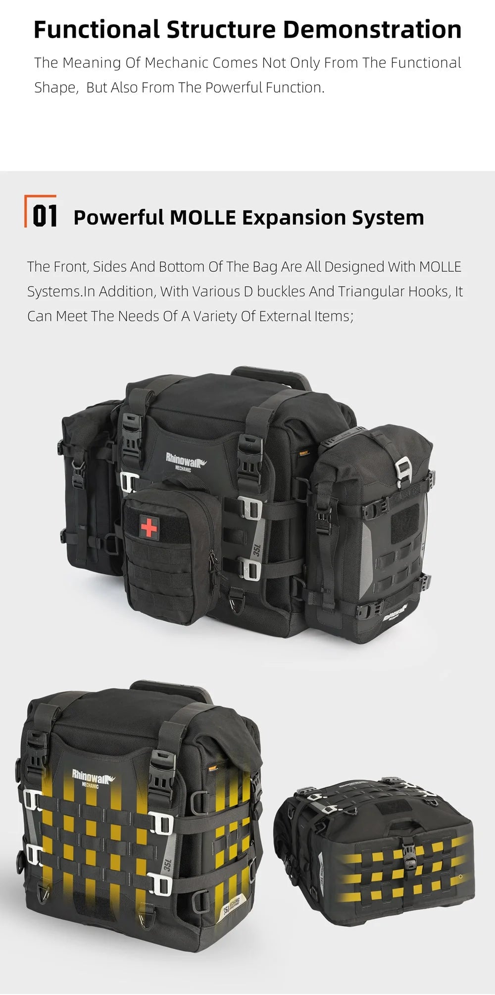 Valise latérale semi rigide 20L / 35 L Rhinowalk – vue produit