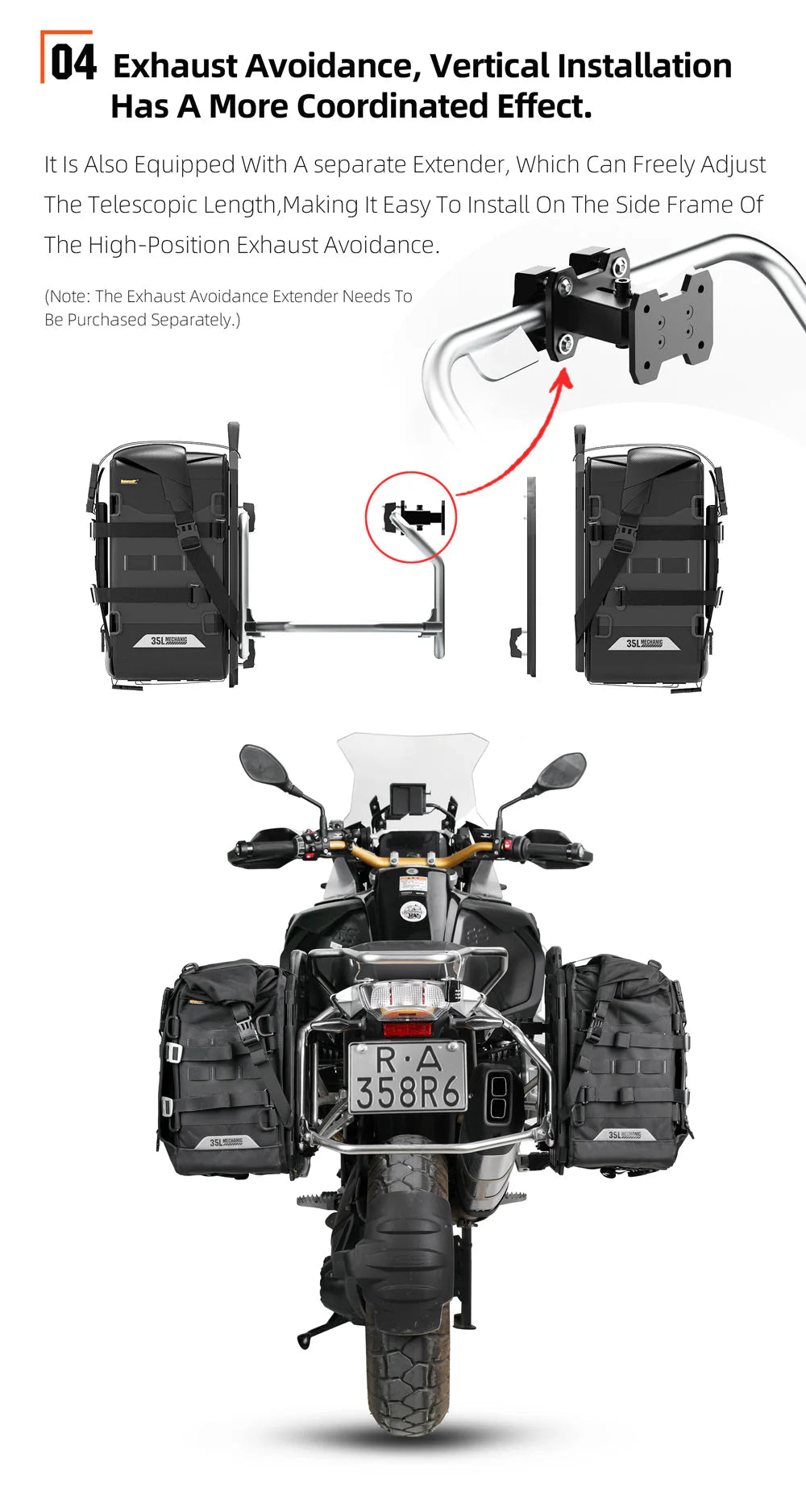 Valise latérale semi rigide 20L / 35 L Rhinowalk – vue produit