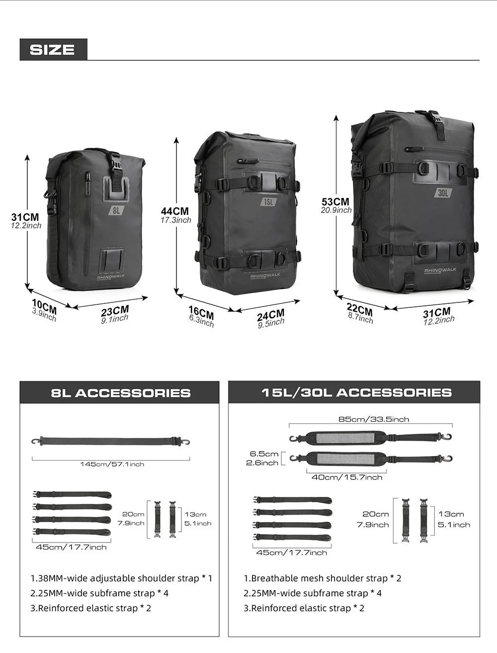 Sacoche étanche 30L Rhinowalk – vue produit